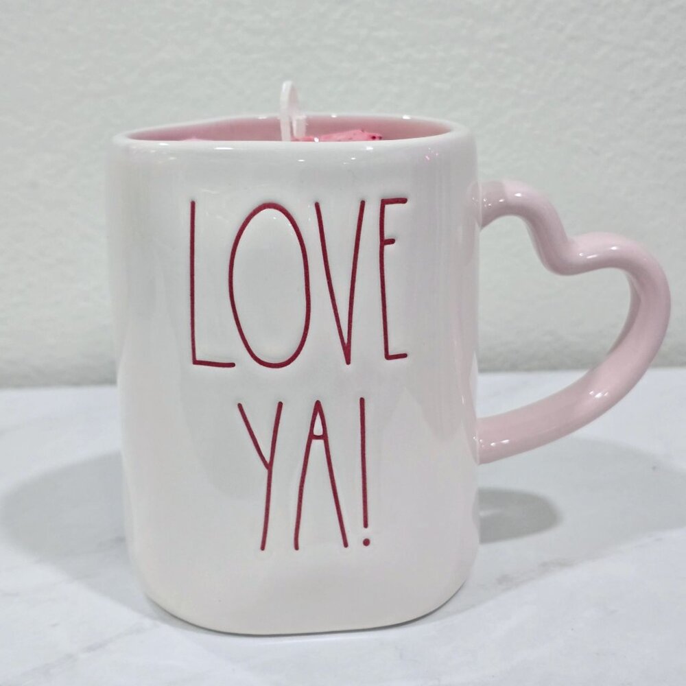 Rae Dunn Pink Heart Handle Mug Candle ✦ Soy Wax Triple Heart Melt ✦ Mother’s Day - Picture 7 of 9